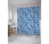 Штора (занавеска) для ванной JoyArty "Контрастное цветение" из сатена, 180х200 см с крючками, sc_28047