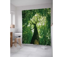 Штора (занавеска) для ванной JoyArty "Солнечное дерево" из сатена, 180х200 см с крючками, sc_15215