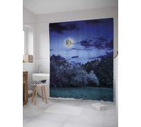 Штора (занавеска) для ванной JoyArty "Полнолуние над деревьями" из сатена, 180х200 см с крючками, sc_27832