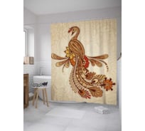 Штора (занавеска) для ванной JoyArty "Мифический павлин" из сатена, 180х200 см с крючками, sc_27744