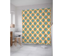 Штора (занавеска) для ванной JoyArty "Геометрический калейдоскоп" из сатена, 180х200 см с крючками, sc_28665