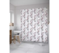 Штора (занавеска) для ванной JoyArty "Ветки ягод" из сатена, 180х200 см с крючками, sc_28607