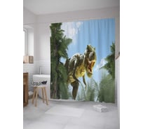 Штора (занавеска) для ванной JoyArty "Хищный ящер" из сатена, 180х200 см с крючками, sc_28411