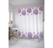 Штора (занавеска) для ванной JoyArty "Обрамление букетами" из сатена, 180х200 см с крючками, sc_27794