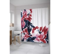 Штора (занавеска) для ванной JoyArty "Цветочный угол" из сатена, 180х200 см с крючками, sc_27968