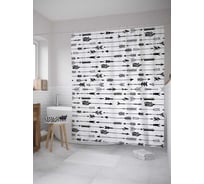 Штора (занавеска) для ванной JoyArty "Полосы со стрелами" из сатена, 180х200 см с крючками, sc_10310