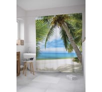 Штора (занавеска) для ванной JoyArty "Светлый солнечный пляж" из сатена, 180х200 см с крючками, sc_10064