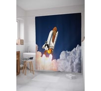 Штора (занавеска) для ванной JoyArty "Шаттл взлетает" из сатена, 180х200 см с крючками, sc_15672