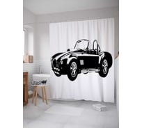 Штора (занавеска) для ванной JoyArty "Стильный кабриолет" из сатена, 180х200 см с крючками, sc_18227