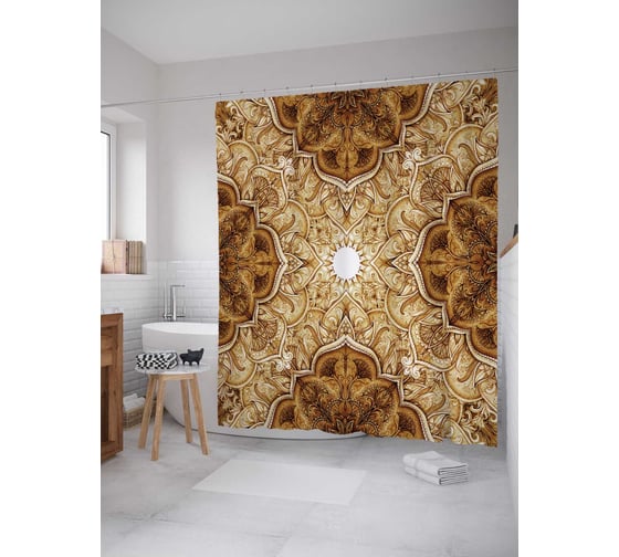 Штора (занавеска) для ванной JoyArty "Солнечные сны" из сатена, 180х200 см с крючками, sc_15832 1