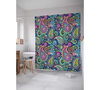Штора (занавеска) для ванной JoyArty "Цветочный пэйсли" из сатена, 180х200 см с крючками, sc_13629