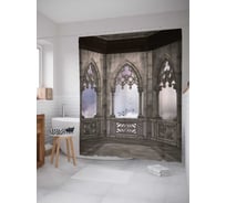 Штора (занавеска) для ванной JoyArty "Небесный балкон" из сатена, 180х200 см с крючками, sc_15431