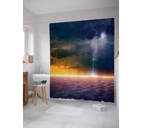 Штора (занавеска) для ванной JoyArty "Молния касается горизонта" из сатена, 180х200 см с крючками, sc_16330