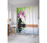 Штора (занавеска) для ванной JoyArty "Красивая орхидея" из сатена, 180х200 см с крючками, sc_16369