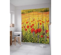 Штора (занавеска) для ванной JoyArty "Маковый сон" из сатена, 180х200 см с крючками, sc_11908