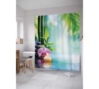 Штора (занавеска) для ванной JoyArty "Орхидея и свеча" из сатена, 180х200 см с крючками, sc_16374
