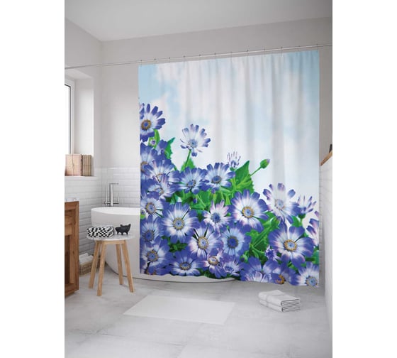 Штора (занавеска) для ванной JoyArty "Тянущиеся к солнцу" из сатена, 180х200 см с крючками, sc_13638 1