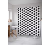 Штора (занавеска) для ванной JoyArty "Футбольные соты" из сатена, 180х200 см с крючками, sc_12401