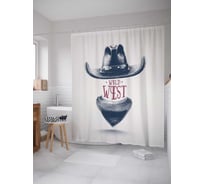 Штора (занавеска) для ванной JoyArty "Безликий дикий запад" из сатена, 180х200 см с крючками, sc_15003