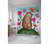 Штора (занавеска) для ванной JoyArty "Мама медведица и медвежонок" из сатена, 180х200 см sc_378650