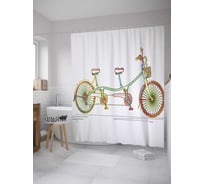 Штора (занавеска) для ванной JoyArty "Семейный байк" из сатена, 180х200 см с крючками, sc_27754