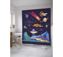 Штора (занавеска) для ванной JoyArty "Астрономия" из сатена, 180х200 см с крючками, sc_27661