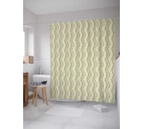 Штора (занавеска) для ванной JoyArty "Серые волны" из сатена, 180х200 см с крючками, sc_29597