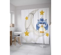 Штора (занавеска) для ванной JoyArty "Сонная сова" из сатена, 180х200 см с крючками, sc_27654