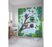 Штора (занавеска) для ванной JoyArty "Совы на ветках" из сатена, 180х200 см sc_378651