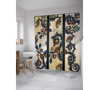 Штора (занавеска) для ванной JoyArty "Восточный витраж" из сатена, 180х200 см с крючками, sc_28189