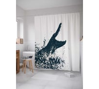 Штора (занавеска) для ванной JoyArty "Злой аллигатор" из сатена, 180х200 см с крючками, sc_29482