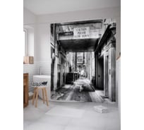 Штора (занавеска) для ванной JoyArty "Опасное место" из сатена, 180х200 см с крючками, sc_29321