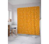 Штора (занавеска) для ванной JoyArty "Сердечки и цветочки дудл" из сатена, 180х200 см с крючками, sc_28752