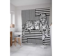 Штора (занавеска) для ванной JoyArty "Пятна на полосках" из сатена, 180х200 см с крючками, sc_29484