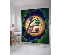 Штора (занавеска) для ванной JoyArty "Совы ночью" из сатена, 180х200 см sc_378656