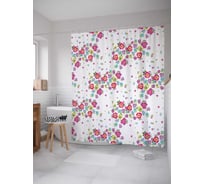 Штора (занавеска) для ванной JoyArty "Разноцветные цветочки" из сатена, 180х200 см с крючками, sc_29380