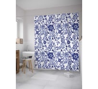 Штора (занавеска) для ванной JoyArty "Цветочный паттерн ретро" из сатена, 180х200 см с крючками, sc_27713