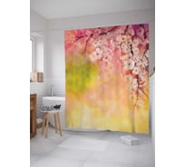 Штора (занавеска) для ванной JoyArty "Красочная сакура" из сатена, 180х200 см с крючками, sc_14307