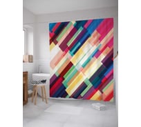 Штора (занавеска) для ванной JoyArty "Геометрический абстрактный ретро" из сатена, 180х200 см с крючками, sc_29417