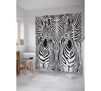 Штора (занавеска) для ванной JoyArty "Пара зебр" из сатена, 180х200 см с крючками, sc_12975
