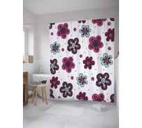 Штора (занавеска) для ванной JoyArty "Цветы в стиле дудл" из сатена, 180х200 см с крючками, sc_27693