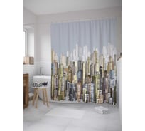 Штора (занавеска) для ванной JoyArty "Американские небоскребы" из сатена, 180х200 см с крючками, sc_27924