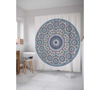 Штора (занавеска) для ванной JoyArty "Геометрия в мандале" из сатена, 180х200 см с крючками, sc_1401420352187