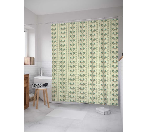 Штора (занавеска) для ванной JoyArty "Серые сердечки" из сатена, 180х200 см с крючками, sc_29596 1