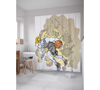 Штора (занавеска) для ванной JoyArty "Абстракция баскетбола" из сатена, 180х200 см с крючками, sc_29494