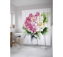 Штора (занавеска) для ванной JoyArty "Акварельная нежность" из сатена, 180х200 см с крючками, sc_27688