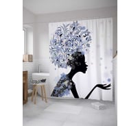 Штора (занавеска) для ванной JoyArty "Дующая снежинки" из сатена, 180х200 см с крючками, sc_27752