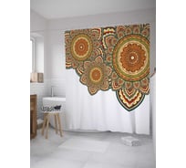 Штора (занавеска) для ванной JoyArty "Геометрия цветов" из сатена, 180х200 см с крючками, sc_27726