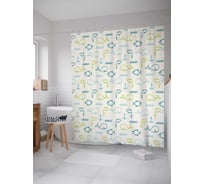 Штора (занавеска) для ванной JoyArty "Эскиз рыбок" из сатена, 180х200 см с крючками, sc_29394
