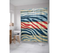 Штора (занавеска) для ванной JoyArty "Узор зебры на досках" из сатена, 180х200 см с крючками, sc_12968